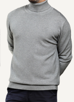 Pull Col Roule Confort Gris Clair Homme 4