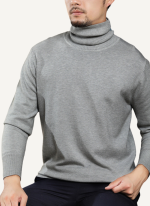Pull Col Roule Confort Gris Clair Homme 5