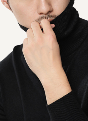 Pull Col Roule Confort Noir Homme 2