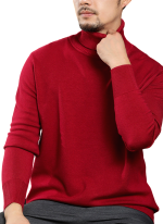Pull Col Roule Confort Rouge Homme