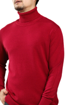 Pull Col Roule Confort Rouge Homme 2