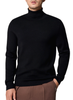 Pull Col Roule Laine Doux Noir Homme 2