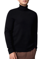 Pull Col Roule Laine Doux Noir Homme 3