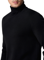 Pull Col Roule Laine Doux Noir Homme 6