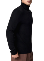 Pull Col Roule Laine Doux Noir Homme 8