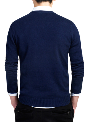 Pull Homme Col V Bleu Fonce 2