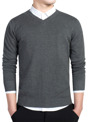 Pull Homme Col V Noir En Coton 2
