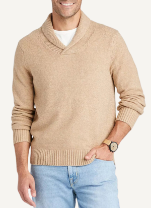 Pull Col Châle Londonien Marron Clair