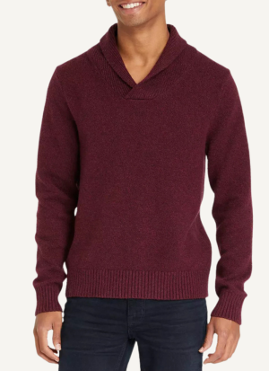 Pull Col Châle Londonien Rouge Bordeaux