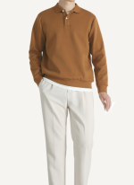 Pull Col Polo Coton Caramel Héritage Homme 1