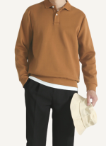 Pull Col Polo Coton Caramel Héritage Homme 4