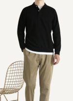 Pull Col Polo Coton Noir Héritage Homme 1