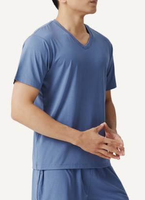 Tee Shirt Col V Homme Eminence Bleu
