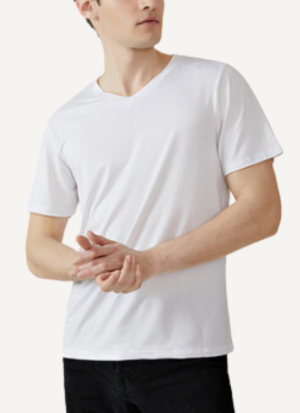 Tee Shirt Col V Homme Essentiel Blanc