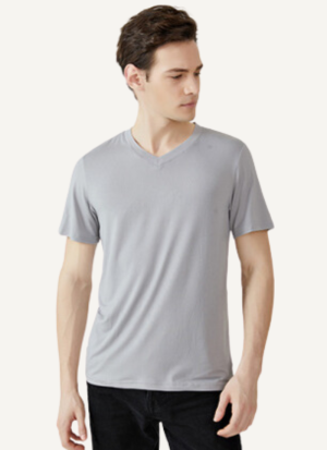 Tee Shirt Col V Homme Essentiel Gris