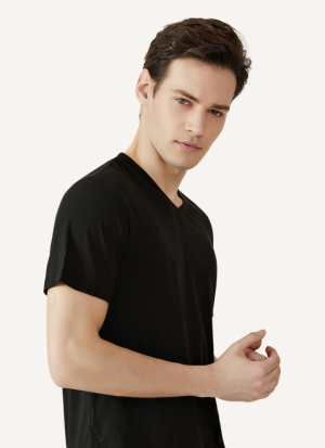 Tee Shirt Col V Homme Essentiel Noir